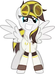 Size: 989x1319 | Tagged: safe, artist:pegasski, derpibooru import, oc, oc:ruffian, pegasus, pony, clothes, female, goggles, image, mare, png, simple background, solo, transparent background