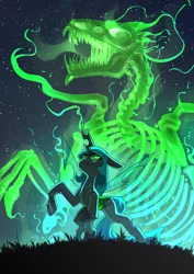 Size: 2480x3508 | Tagged: safe, artist:underpable, derpibooru import, queen chrysalis, changeling, changeling queen, commission, female, image, png, summoning