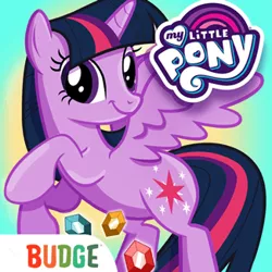 Size: 325x325 | Tagged: safe, derpibooru import, twilight sparkle, twilight sparkle (alicorn), alicorn, pony, app, app icon, female, female focus, gem, gemstones, harmony quest, image, logo, my little pony logo, png, solo, solo female, solo focus