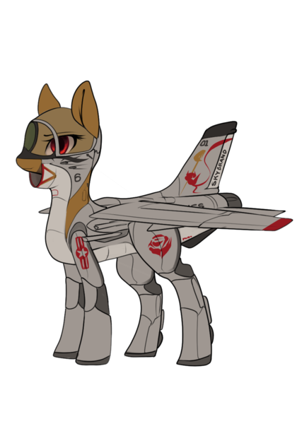 Size: 896x1280 | Tagged: safe, artist:andromailus, oc, oc:rosewell, unofficial characters only, original species, plane pony, pony, f-8 crusader, female, image, plane, png, red eyes, simple background, solo, transparent background