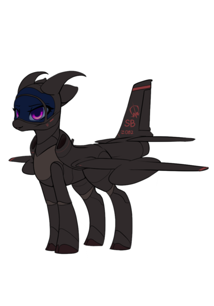 Size: 896x1280 | Tagged: safe, artist:andromailus, oc, oc:wyvern, unofficial characters only, original species, plane pony, pony, female, horns, image, looking at you, plane, png, purple eyes, simple background, solo, transparent background, u-2