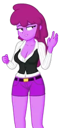 Size: 1080x2340 | Tagged: safe, derpibooru import, edit, editor:ah96, berry punch, berryshine, equestria girls, breast edit, breasts, busty berry punch, cleavage, clothes, equestria girls-ified, female, image, png, simple background, solo, transparent background, vest