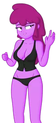 Size: 1080x2340 | Tagged: suggestive, derpibooru import, edit, editor:ah96, berry punch, berryshine, equestria girls, belly button, black underwear, breast edit, breasts, busty berry punch, cleavage, clothes, equestria girls-ified, female, image, panties, png, simple background, solo, transparent background, underwear