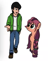 Size: 1147x1448 | Tagged: safe, artist:jmantheangel, derpibooru import, sunny starscout, oc, oc:j-man, earth pony, human, pony, my little pony: the movie, spoiler:g5, female, g5, human male, image, jpeg, male, mare, original art, original character do not steal, walking