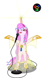 Size: 2023x3683 | Tagged: safe, artist:kyoshyu, derpibooru import, oc, oc:coeur d'étoile, pony, unicorn, bipedal, clothes, dress, female, high res, image, magic, mare, microphone, png, see-through, simple background, solo, transparent background, vector