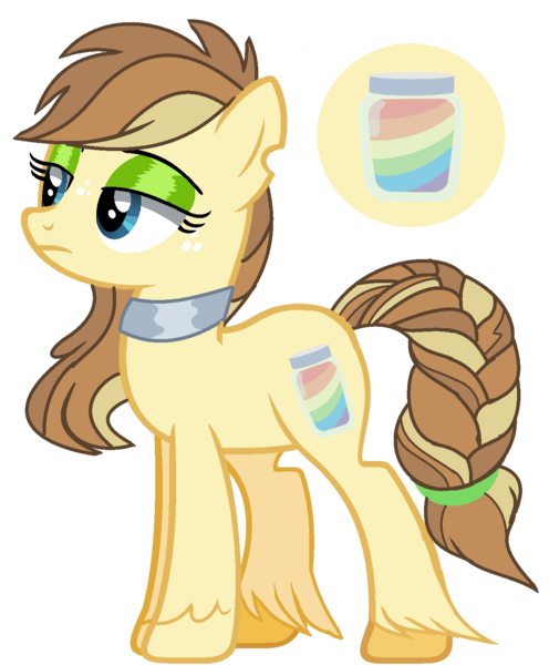 Size: 1252x1516 | Tagged: safe, artist:venomous-cookietwt, derpibooru import, oc, oc:apple, earth pony, pony, female, food, image, jam, mare, offspring, parent:applejack, parent:caramel, parents:carajack, png, simple background, solo, transparent background