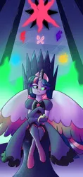 Size: 1180x2500 | Tagged: safe, artist:northernlightsone, derpibooru import, twilight sparkle, alicorn, anthro, unguligrade anthro, bad end, clothes, crown, dress, evening gloves, evil twilight, female, fire, gloves, image, implied applejack, implied fluttershy, implied mane six, implied pinkie pie, implied rainbow dash, implied rarity, jewelry, long gloves, png, regalia, socks, solo, sombra eyes, stockings, thigh highs, throne, twilight sparkle (alicorn)