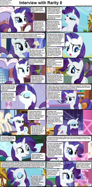 Size: 1282x2590 | Tagged: safe, derpibooru import, rarity, pony, unicorn, comic:celestia's servant interview, angry, caption, carousel boutique, comic, cs captions, cute, eyes closed, female, floppy ears, image, looking at you, mare, onomatopoeia, png, raised hoof, raribetes, solo, text, underhoof, wet, wet mane, wet mane rarity