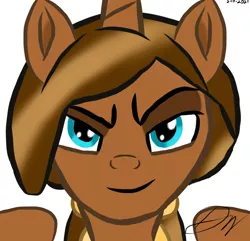 Size: 728x702 | Tagged: safe, artist:holdenwolfart, derpibooru import, oc, oc:royale royce, unofficial characters only, alicorn, pony, colt, image, male, png, simple background, smiling, smirk, solo