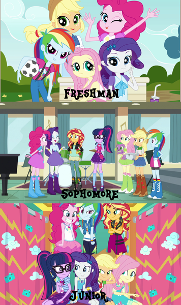 Size: 1920x3240 | Tagged: safe, derpibooru import, edit, edited screencap, screencap, applejack, fluttershy, pinkie pie, rainbow dash, rarity, sci-twi, spike, spike the regular dog, sunset shimmer, twilight sparkle, dog, dance magic, equestria girls, equestria girls (movie), equestria girls series, rollercoaster of friendship, spoiler:eqg specials, canterlot high, football, freshman, high res, humane five, humane seven, humane six, image, junior, photo, photo booth, png, sophomore, sports