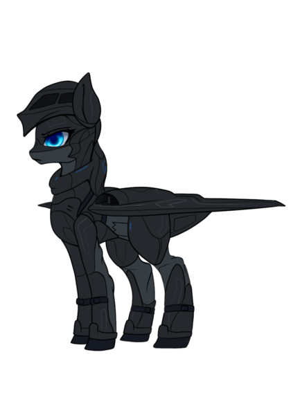 Size: 896x1280 | Tagged: safe, artist:andromailus, oc, oc:spirit of ice, unofficial characters only, original species, plane pony, pony, b-2 spirit, blue eyes, female, image, plane, png, simple background, solo, transparent background