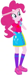 Size: 223x593 | Tagged: safe, artist:selenaede, artist:user15432, derpibooru import, pinkie pie, human, equestria girls, base used, belt, clothes, gloves, golf, hand on hip, headband, image, pink dress, png, purple socks, shoes, sneakers, socks, sports, sports outfit, sporty style, sweatband