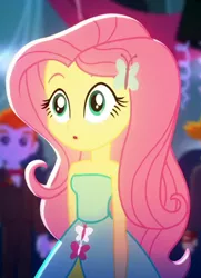Size: 414x573 | Tagged: safe, derpibooru import, screencap, fluttershy, heath burns, valhallen, eqg summertime shorts, equestria girls, raise this roof, cropped, cute, image, png, shyabetes