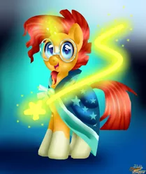 Size: 917x1097 | Tagged: safe, artist:grapedazzle, derpibooru import, sunburst, pony, unicorn, cloak, clothes, cute, facial hair, glasses, image, magic, png, socks (coat marking), sunbetes, sunburst's cloak