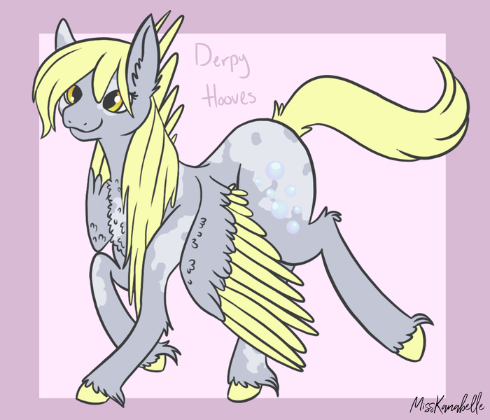 Size: 1750x1500 | Tagged: safe, artist:misskanabelle, derpibooru import, derpy hooves, pegasus, pony, abstract background, chest fluff, ear fluff, female, image, mare, png, signature, smiling, solo, two toned wings, unshorn fetlocks, wings