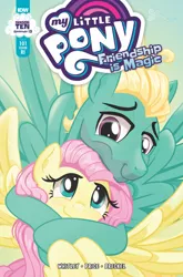 Size: 1349x2048 | Tagged: safe, derpibooru import, idw, fluttershy, zephyr breeze, pegasus, spoiler:comic101, brother and sister, cover, cute, female, hug, image, jpeg, male, shyabetes, sibling love, siblings, smiling, zephyrbetes