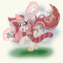 Size: 1080x1080 | Tagged: safe, artist:jen-neigh, derpibooru import, oc, oc:red palette, rat, unicorn, clothes, cute, frolic, horn, image, jpeg, magic, pet rat, red, scarf, sketch, smiling, unicorn oc