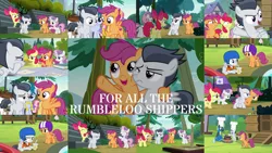 Size: 1280x722 | Tagged: safe, derpibooru import, editor:quoterific, screencap, rumble, scootaloo, collage, female, image, male, png, rumbloo, shipping, straight