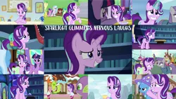 Size: 1280x721 | Tagged: safe, derpibooru import, edit, edited screencap, editor:quoterific, screencap, discord, maud pie, sandbar, silverstream, spike, starlight glimmer, thorax, trixie, twilight sparkle, twilight sparkle (alicorn), yona, alicorn, changeling, draconequus, dragon, earth pony, pony, unicorn, yak, a horse shoe-in, a matter of principals, all bottled up, every little thing she does, no second prances, rock solid friendship, season 6, season 7, season 8, season 9, student counsel, the crystalling, the maud couple, to where and back again, triple threat, uncommon bond, spoiler:s08, spoiler:s09, eyes closed, female, friendship express, grin, image, laughing, magic, male, mare, nervous, nervous grin, nervous laugh, offscreen character, open mouth, png, smiling, stallion, sugarcube corner, telekinesis, twilight's castle