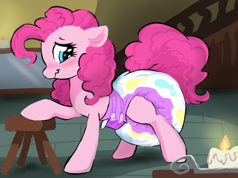 Size: 1280x960 | Tagged: suggestive, artist:onc3l3rphobix, derpibooru import, pinkie pie, candle, diaper, diaper fetish, embarrassed, female, fetish, image, impossibly large diaper, jpeg, poofy diaper, solo, solo female