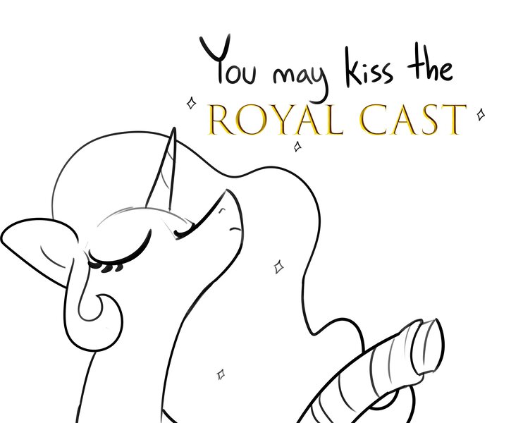 Size: 3708x3000 | Tagged: safe, artist:tjpones, derpibooru import, princess celestia, alicorn, pony, black and white, bust, cast, eyes closed, grayscale, image, jpeg, leg cast, monochrome, neo noir, nose in the air, partial color, simple background, solo, white background