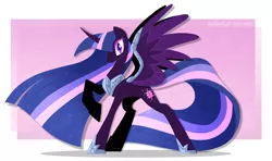 Size: 4051x2399 | Tagged: safe, artist:syrupyyy, derpibooru import, twilight sparkle, twilight sparkle (alicorn), alicorn, pony, female, gameloft, hoof shoes, image, jewelry, mare, nightmare twilight, nightmarified, png, raised hoof, regalia, solo