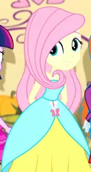 Size: 843x1582 | Tagged: safe, derpibooru import, screencap, fluttershy, twilight sparkle, a photo booth story, eqg summertime shorts, equestria girls, cropped, fall formal outfits, image, jpeg