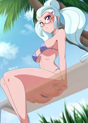 Size: 2929x4096 | Tagged: suggestive, artist:danmakuman, derpibooru import, sugarcoat, equestria girls, clothes, human coloration, image, jpeg, looking at you, swimsuit