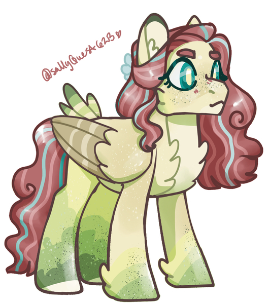 Size: 1137x1288 | Tagged: safe, artist:sallyqwest623, derpibooru import, fluttershy, oc, unofficial characters only, pegasus, pony, alternate design, chest fluff, ear fluff, female, image, jpeg, mare, simple background, solo, twitterina design, white background