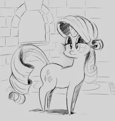 Size: 1821x1916 | Tagged: safe, artist:spakka5, rarity, pony, unicorn, black and white, carpet, female, grayscale, image, mare, monochrome, png, solo