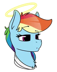 Size: 3840x4800 | Tagged: safe, artist:dacaoo, derpibooru import, rainbow dash, pegasus, pony, angel, halo, head only, image, neck fluff, png, simple background, solo, transparent background