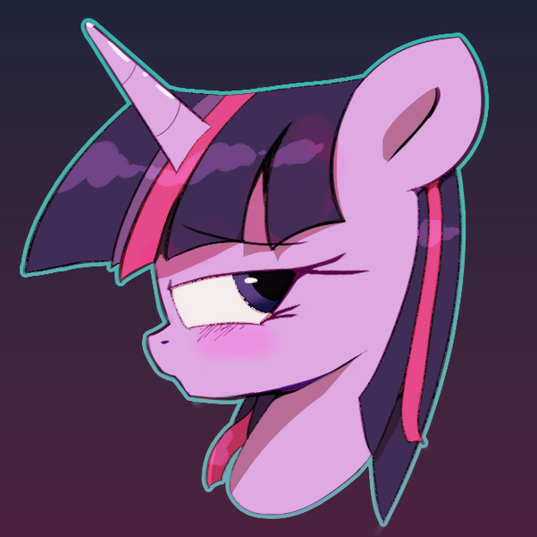 Size: 624x623 | Tagged: source needed, suggestive, artist:vultraz, derpibooru import, twilight sparkle, pony, blushing, image, png, solo