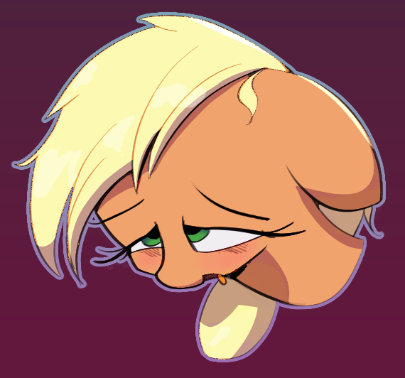 Size: 570x532 | Tagged: source needed, suggestive, artist:vultraz, derpibooru import, applejack, pony, ahegao, blushing, image, open mouth, png, solo, tongue out