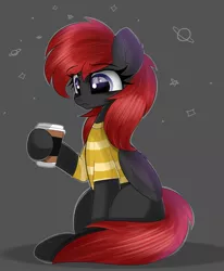 Size: 1574x1906 | Tagged: safe, artist:janelearts, derpibooru import, oc, pegasus, pony, clothes, coffee cup, cup, female, image, jpeg, mare, shirt, solo