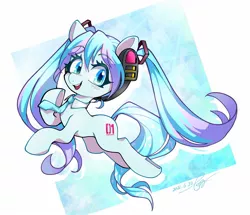 Size: 1423x1224 | Tagged: safe, artist:bibi, derpibooru import, ponified, earth pony, pony, anime, hatsune miku, image, jpeg, looking at you, necktie, smiling, solo