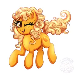 Size: 2606x2573 | Tagged: safe, artist:confetticakez, derpibooru import, oc, unofficial characters only, earth pony, pony, blushing, happy, image, jpeg, looking at you, one eye closed, smiling, solo, wink