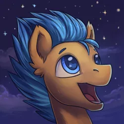 Size: 700x700 | Tagged: safe, artist:dragonataxia, derpibooru import, flash sentry, pegasus, pony, avatar, bust, colored pupils, cute, diasentres, ear fluff, image, male, night, open mouth, open smile, png, portrait, smiling, solo, stallion, stars