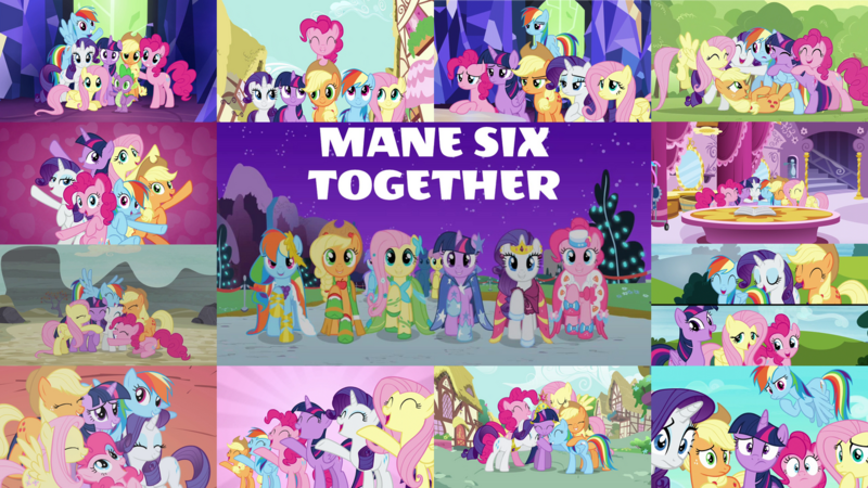 Size: 1280x720 | Tagged: safe, derpibooru import, edit, edited screencap, editor:quoterific, screencap, applejack, fluttershy, pinkie pie, rainbow dash, rarity, spike, twilight sparkle, twilight sparkle (alicorn), alicorn, dragon, earth pony, pegasus, pony, unicorn, a friend in deed, all bottled up, fame and misfortune, lesson zero, magical mystery cure, season 1, season 2, season 3, season 4, season 5, season 6, season 7, the best night ever, the crystalling, the cutie map, the cutie re-mark, the return of harmony, the ticket master, twilight's kingdom, what about discord?, ^^, a true true friend, applejack's hat, at the gala, best friends until the end of time, big crown thingy, carousel boutique, clothes, cowboy hat, cute, dashabetes, diapinkes, dress, element of generosity, element of honesty, element of kindness, element of laughter, element of loyalty, element of magic, elements of harmony, eyes closed, female, flying, golden oaks library, hat, hug, image, jackabetes, jewelry, let the rainbow remind you, library, male, mane seven, mane six, mare, open mouth, png, ponies riding ponies, raribetes, regalia, riding, shyabetes, smile song, smiling, spikabetes, stallion, twiabetes, twilight's castle, unicorn twilight, we're not flawless