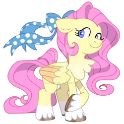 Size: 1280x1280 | Tagged: safe, artist:rohans-ponies, derpibooru import, fluttershy, pegasus, pony, bow, chest fluff, deviantart watermark, freckles, freckleshy, hair bow, image, looking at you, obtrusive watermark, png, simple background, smiling, socks (coat marking), solo, transparent background, unshorn fetlocks, watermark