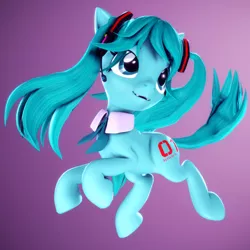 Size: 2160x2160 | Tagged: safe, alternate version, artist:psfmer, derpibooru import, kotobukiya, ponified, earth pony, pony, 3d, anime, bowtie, collar, female, gradient background, hatsune miku, headphones, image, kotobukiya hatsune miku pony, looking up, mare, microphone, pigtails, png, simple background, smiling, solo, source filmmaker