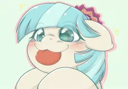 Size: 2048x1430 | Tagged: safe, artist:kurogewapony, derpibooru import, coco pommel, earth pony, pony, :p, blushing, female, image, jpeg, mare, smiling, solo, tongue out