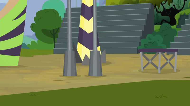 Size: 1280x720 | Tagged: safe, derpibooru import, screencap, the washouts (episode), background, bleachers, image, no pony, png, scenic ponyville, trampoline, tree