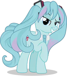 Size: 4379x4964 | Tagged: safe, artist:thatusualguy06, derpibooru import, ponified, earth pony, pony, .svg available, absurd resolution, anime, base used, female, gritted teeth, hatsune miku, image, lidded eyes, mare, png, raised hoof, simple background, solo, transparent background, vector