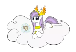 Size: 1595x1093 | Tagged: safe, artist:wapamario63, derpibooru import, oc, oc:athena (shawn keller), unofficial characters only, pegasus, pony, cloud, cute, drink, female, guardians of pondonia, image, jewelry, levitation, looking at you, lying down, magic, mare, mug, necklace, png, regalia, simple background, solo, telekinesis, transparent background