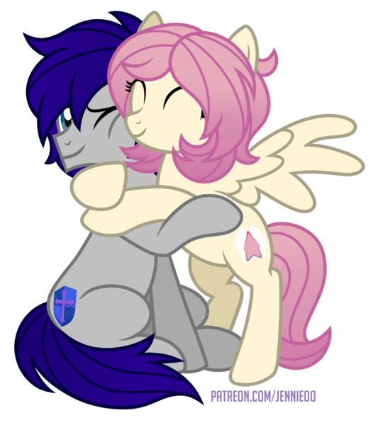 Size: 1066x1200 | Tagged: safe, artist:jennieoo, derpibooru import, oc, oc:gentle star, oc:maverick, earth pony, pegasus, pony, embrace, hug, image, png, simple background, spread wings, transparent background, vector, wings