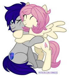 Size: 1066x1200 | Tagged: safe, artist:jennieoo, derpibooru import, oc, oc:gentle star, oc:maverick, earth pony, pegasus, pony, embrace, hug, image, png, simple background, spread wings, transparent background, vector, wings