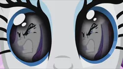 Size: 1280x720 | Tagged: safe, derpibooru import, screencap, rarity, magical mystery cure, sisterhooves social, angry, carousel boutique, eye reflection, female, gritted teeth, image, jpeg, reflection