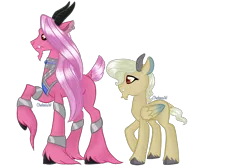 Size: 3000x2000 | Tagged: safe, artist:chelseawest, derpibooru import, oc, oc:gretchen, oc:ida, hybrid, female, half-siblings, image, parent:grogar, parent:oc:lightning flare, png