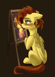 Size: 1280x1800 | Tagged: safe, artist:yuris, derpibooru import, oc, oc:yuris, unofficial characters only, pegasus, pony, depression, drawstrings, easel, image, png, sitting, solo