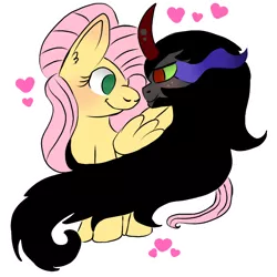 Size: 768x768 | Tagged: safe, artist:moonlighthope123, derpibooru import, fluttershy, king sombra, pony, female, heart, image, looking at each other, male, mare, png, shipping, simple background, sombrashy, stallion, straight, transparent background
